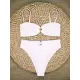 Embellished Solid Color Bandeau Split Bikini Swimsuit Embellished Solid Color Bandeau Split Bikini Swimsuit