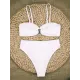 Embellished Solid Color Bandeau Split Bikini Swimsuit Embellished Solid Color Bandeau Split Bikini Swimsuit