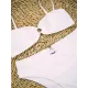 Embellished Solid Color Bandeau Split Bikini Swimsuit Embellished Solid Color Bandeau Split Bikini Swimsuit