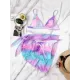 Tie-Dyed Triangles Split Bikini Swimsuit+Cover-Ups Three-Piece Set Tie-Dyed Triangles Split Bikini Swimsuit+Cover-Ups Three-Piece Set