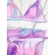 Tie-Dyed Triangles Split Bikini Swimsuit+Cover-Ups Three-Piece Set Tie-Dyed Triangles Split Bikini Swimsuit+Cover-Ups Three-Piece Set