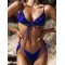 Sexy  Ruffled Solid Color Tie Side Triangle Bikini Swimwear