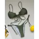Sexy Ruffled Solid Color Tie Side Triangle Bikini Swimwear Sexy Ruffled Solid Color Tie Side Triangle Bikini Swimwear