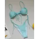 Sexy Ruffled Solid Color Tie Side Triangle Bikini Swimwear Sexy Ruffled Solid Color Tie Side Triangle Bikini Swimwear