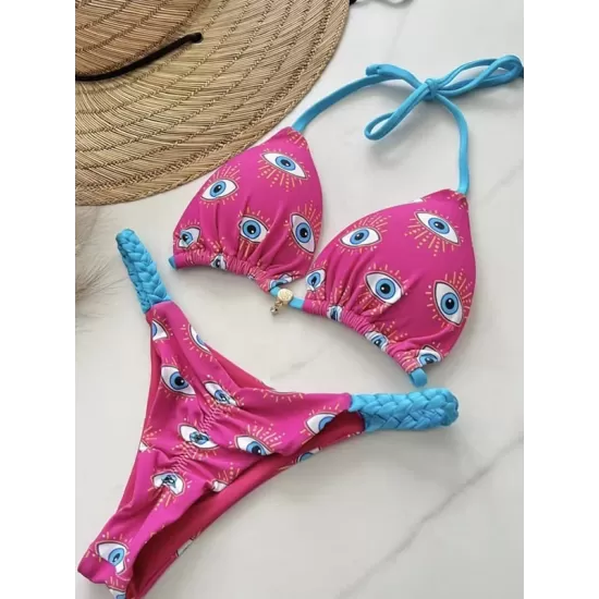 Leopard Halterneck Two Pieces Bikini Set Leopard Halterneck Two Pieces Bikini Set