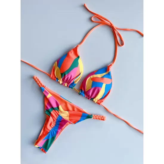 Leopard Halterneck Two Pieces Bikini Set Leopard Halterneck Two Pieces Bikini Set