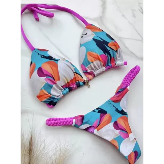 Leopard Halterneck Two Pieces Bikini Set Leopard Halterneck Two Pieces Bikini Set