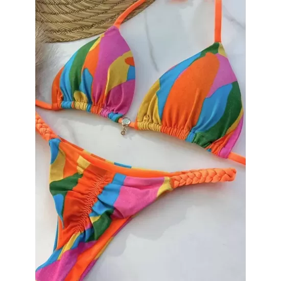 Leopard Halterneck Two Pieces Bikini Set Leopard Halterneck Two Pieces Bikini Set