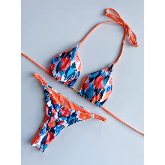 Leopard Halterneck Two Pieces Bikini Set Leopard Halterneck Two Pieces Bikini Set