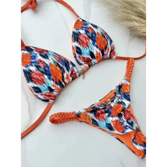 Leopard Halterneck Two Pieces Bikini Set Leopard Halterneck Two Pieces Bikini Set