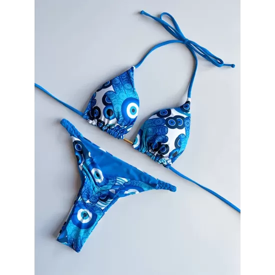 Leopard Halterneck Two Pieces Bikini Set Leopard Halterneck Two Pieces Bikini Set