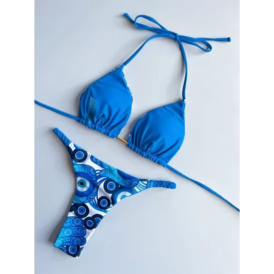 Leopard Halterneck Two Pieces Bikini Set Leopard Halterneck Two Pieces Bikini Set