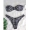Snake-Print Bandeau Bikini Swimsuit