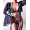 Three-piece Suit Padded Leopard Halter-Neck Bikini Swimsuit