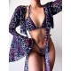 Three-piece Suit Padded Leopard Halter-Neck Bikini Swimsuit Three-piece Suit Padded Leopard Halter-Neck Bikini Swimsuit
