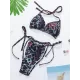 Three-piece Suit Padded Leopard Halter-Neck Bikini Swimsuit Three-piece Suit Padded Leopard Halter-Neck Bikini Swimsuit