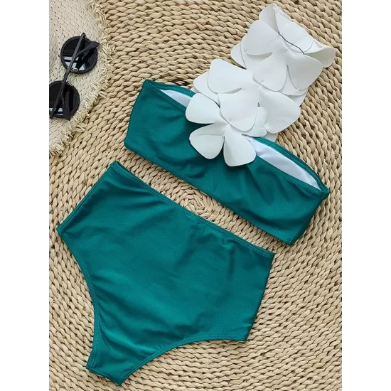 Applique Split-Joint Padded One-Shoulder Swimsuits Bikini Swimsuit Applique Split-Joint Padded One-Shoulder Swimsuits Bikini Swimsuit