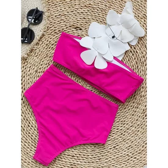 Applique Split-Joint Padded One-Shoulder Swimsuits Bikini Swimsuit Applique Split-Joint Padded One-Shoulder Swimsuits Bikini Swimsuit