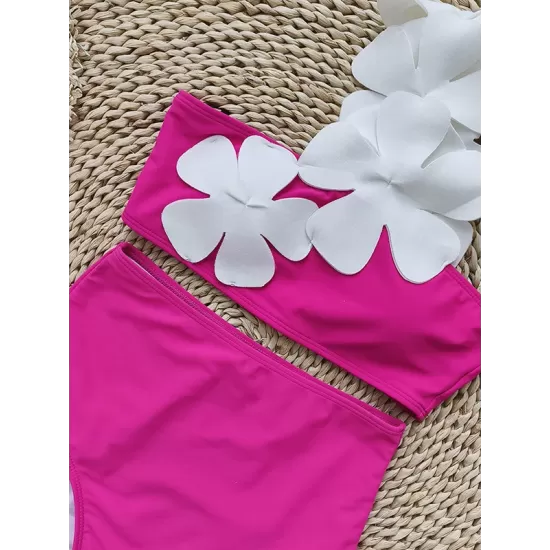 Applique Split-Joint Padded One-Shoulder Swimsuits Bikini Swimsuit Applique Split-Joint Padded One-Shoulder Swimsuits Bikini Swimsuit