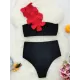 Applique Split-Joint Padded One-Shoulder Swimsuits Bikini Swimsuit Applique Split-Joint Padded One-Shoulder Swimsuits Bikini Swimsuit