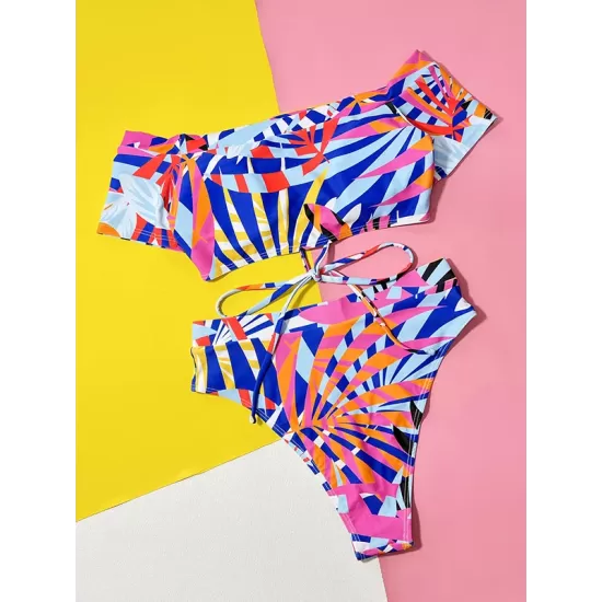 Padded Bandage Hollow Multi-Colored Swimsuits Padded Bandage Hollow Multi-Colored Swimsuits