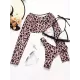 Long Sleeves Leopard Three Pieces Bikini Set Long Sleeves Leopard Three Pieces Bikini Set