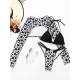 Long Sleeves Leopard Three Pieces Bikini Set Long Sleeves Leopard Three Pieces Bikini Set