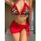 Ruffled Leopard Halter-Neck Bikini Swimsuit Skirts Three Pieces Set