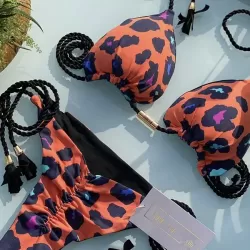 Leopard Halterneck Two Pieces Bikini Set