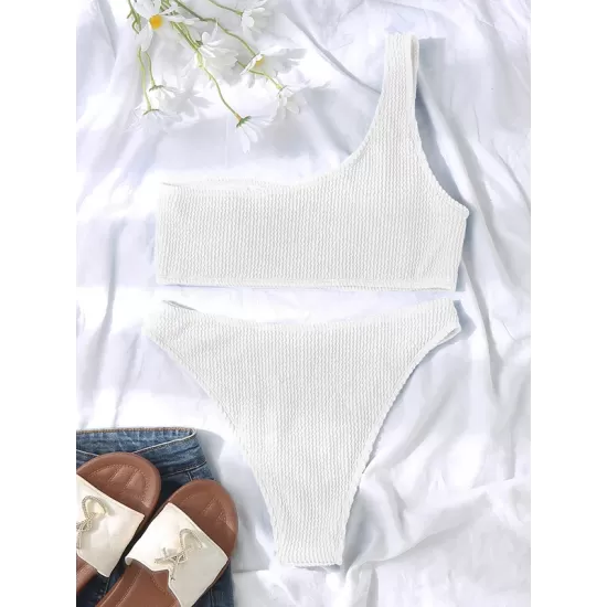 Skinny Striped One-Shoulder Swimsuits Skinny Striped One-Shoulder Swimsuits