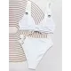 Padded Bandage Hollow Solid Color V-Neck Bikini Swimsuit Padded Bandage Hollow Solid Color V-Neck Bikini Swimsuit