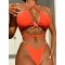 Belly-Hollow Beads Hollow Halter-Neck Bikini Swimsuit