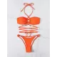 Belly-Hollow Beads Hollow Halter-Neck Bikini Swimsuit Belly-Hollow Beads Hollow Halter-Neck Bikini Swimsuit
