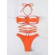 Belly-Hollow Beads Hollow Halter-Neck Bikini Swimsuit Belly-Hollow Beads Hollow Halter-Neck Bikini Swimsuit