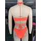 Belly-Hollow Beads Hollow Halter-Neck Bikini Swimsuit Belly-Hollow Beads Hollow Halter-Neck Bikini Swimsuit