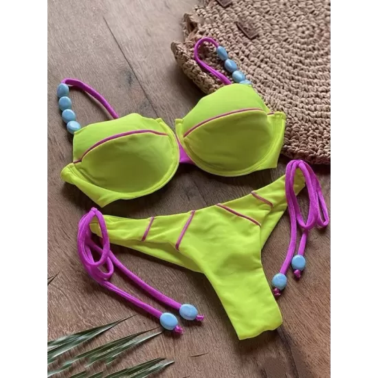 Spaghetti Neck Split-Joint Bikini Set Spaghetti Neck Split-Joint Bikini Set