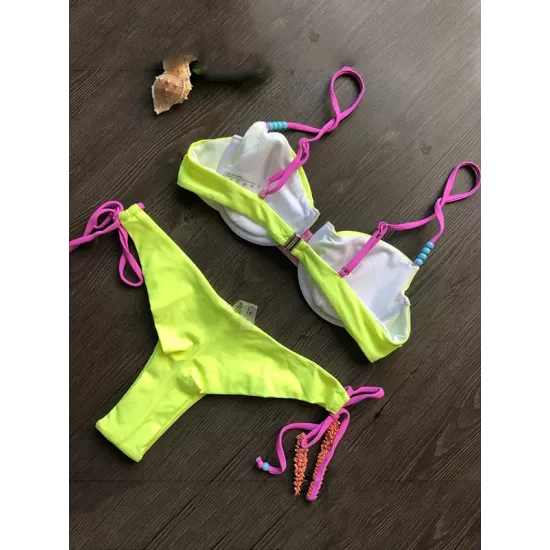 Spaghetti Neck Split-Joint Bikini Set Spaghetti Neck Split-Joint Bikini Set