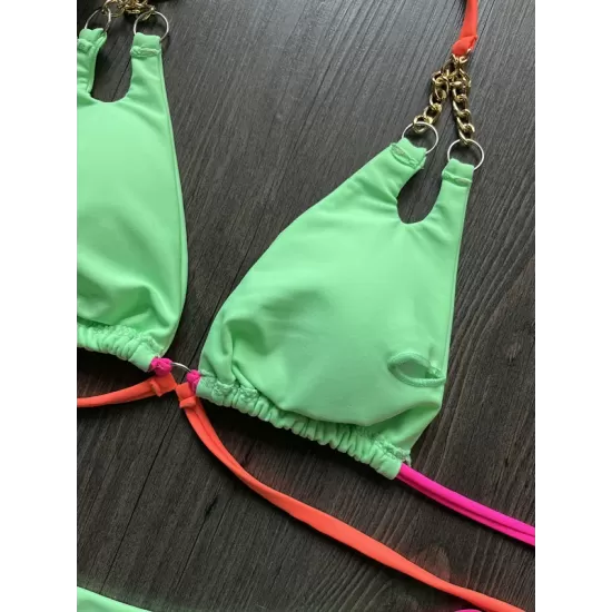 Halterneck Plain Two Pieces Bikini Set Halterneck Plain Two Pieces Bikini Set