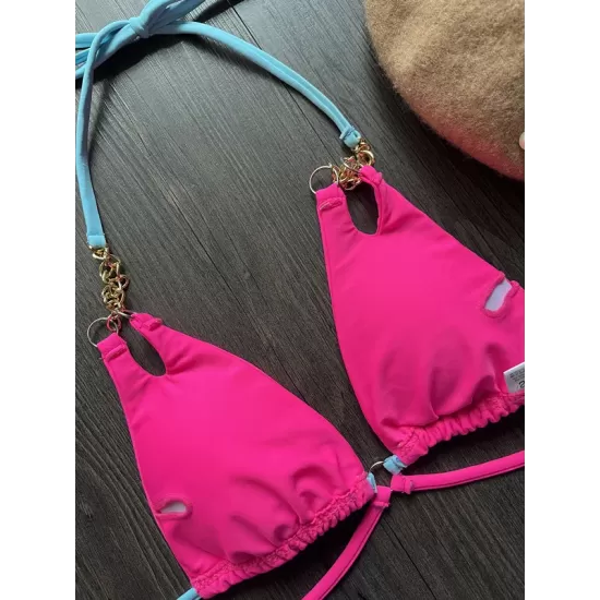 Halterneck Plain Two Pieces Bikini Set Halterneck Plain Two Pieces Bikini Set