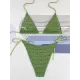 Backless Bandage Hollow Solid Color Padded Halter-Neck Bikini Swimsuit Backless Bandage Hollow Solid Color Padded Halter-Neck Bikini Swimsuit