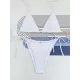 Backless Bandage Hollow Solid Color Padded Halter-Neck Bikini Swimsuit Backless Bandage Hollow Solid Color Padded Halter-Neck Bikini Swimsuit