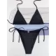 Backless Bandage Hollow Solid Color Padded Halter-Neck Bikini Swimsuit Backless Bandage Hollow Solid Color Padded Halter-Neck Bikini Swimsuit