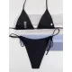 Backless Bandage Hollow Solid Color Padded Halter-Neck Bikini Swimsuit Backless Bandage Hollow Solid Color Padded Halter-Neck Bikini Swimsuit