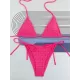 Backless Bandage Hollow Solid Color Padded Halter-Neck Bikini Swimsuit Backless Bandage Hollow Solid Color Padded Halter-Neck Bikini Swimsuit