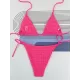 Backless Bandage Hollow Solid Color Padded Halter-Neck Bikini Swimsuit Backless Bandage Hollow Solid Color Padded Halter-Neck Bikini Swimsuit