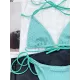 Backless Bandage Hollow Solid Color Padded Halter-Neck Bikini Swimsuit Backless Bandage Hollow Solid Color Padded Halter-Neck Bikini Swimsuit