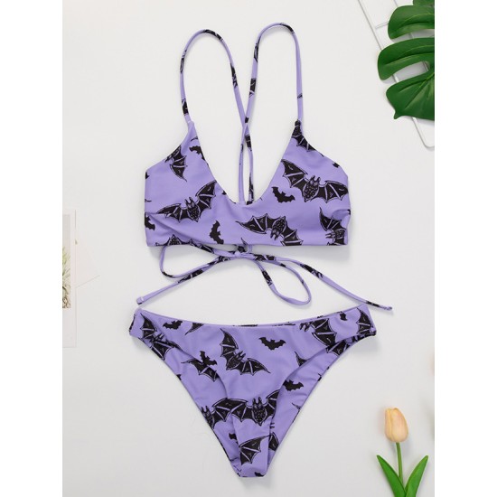 Spaghetti Neck Bralette Two Pieces Bikini Set Spaghetti Neck Bralette Two Pieces Bikini Set