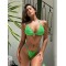 Bandage Color-Block Hollow Padded Halter-Neck Bikini Swimsuit