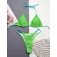 Bandage Color-Block Hollow Padded Halter-Neck Bikini Swimsuit Bandage Color-Block Hollow Padded Halter-Neck Bikini Swimsuit