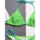 Bandage Color-Block Hollow Padded Halter-Neck Bikini Swimsuit Bandage Color-Block Hollow Padded Halter-Neck Bikini Swimsuit